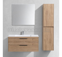 Мебель для ванной Vincea Chiara 2D 100, 2 ящика, светлый дуб, с белой раковиной