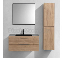 Мебель для ванной Vincea Chiara 2D 100, 2 ящика, натуральный дуб, с черной раковиной