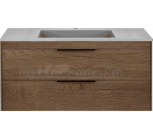 Тумба с раковиной Vincea Chiara 2D 100, 2 ящика, темный дуб, с серой раковиной