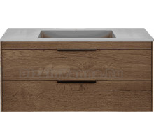 Тумба с раковиной Vincea Chiara 2D 100, 2 ящика, дуб табак, с серой раковиной