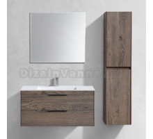 Мебель для ванной Vincea Chiara 2D 100, 2 ящика, темный дуб, с белой раковиной
