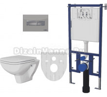 Комплект Унитаз подвесной DIWO Сочи безободковый, с микролифтом + Система инсталляции для унитазов DIWO 4501 с кнопкой смыва 7321 хром матовый