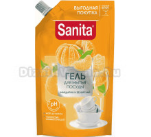 Средство для мытья посуды SANITA мандарин и белый чай, 900 мл