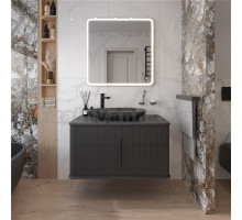 Мебель для ванной STWORKI Молде 95 антрацит, раковина BOCCHI Etna черная матовая