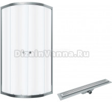 Комплект Душевой уголок DIWO Псков 90x90 профиль хром глянец с Линейным трапом CK DRAIN AQPL10-60 Stick 60 см, решетка из нержавеющей стали