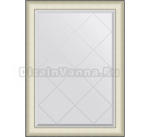 Зеркало Evoform Exclusive-G BY 4569 74х102 белая кожа с хромом, с гравировкой в багетной раме