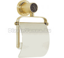 Держатель туалетной бумаги Boheme Royal Cristal Black Gold с крышкой, золото