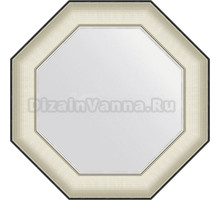 Зеркало Evoform Octagon BY 7439 54х54 белая кожа с хромом, в багетной раме