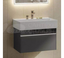 Тумба с раковиной Kerama Marazzi Logica 90 подвесная, стальной серый, с дозатором