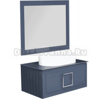 Мебель для ванной La Fenice Cubo 100, подвесная, синяя, черная столешница, матовая раковина