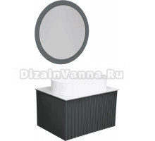 Мебель для ванной La Fenice Terra 60 серая, белая столешница, матовая раковина