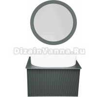 Мебель для ванной La Fenice Terra 60 серая, черная столешница, матовая раковина