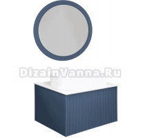 Мебель для ванной La Fenice Terra 60 синяя, белая столешница, матовая раковина
