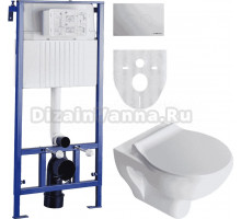 Комплект Унитаз подвесной STWORKI Хедмарк 3510 безободковый с микролифтом + Система инсталляции для унитазов STWORKI 510163 + Кнопка смыва STWORKI Хельсинки 500472 хром глянцевая