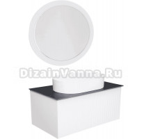 Мебель для ванной La Fenice Terra 80 белая, черная столешница, матовая раковина