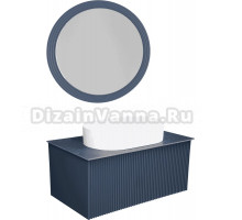 Мебель для ванной La Fenice Terra 80 синяя, черная столешница, матовая раковина
