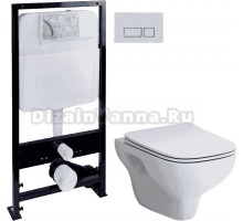 Комплект Система инсталляции для унитазов EWRIKA ProLT 0026-2020 + Унитаз подвесной STWORKI Берген HCBRG1700SC безободковый, с микролифтом + Кнопка смыва EWRIKA 0040 хром матовый