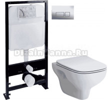 Комплект Система инсталляции для унитазов EWRIKA ProLT 0026-2020 + Унитаз подвесной STWORKI Берген HCBRG1700SC безободковый, с микролифтом + Кнопка смыва EWRIKA 0041 хром