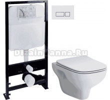 Комплект Система инсталляции для унитазов EWRIKA ProLT 0026-2020 + Унитаз подвесной STWORKI Берген HCBRG1700SC безободковый, с микролифтом + Кнопка смыва EWRIKA 0042 белая