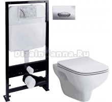 Комплект Система инсталляции для унитазов EWRIKA ProLT 0026-2020 + Унитаз подвесной STWORKI Берген HCBRG1700SC безободковый, с микролифтом + Кнопка смыва EWRIKA 0051 хром