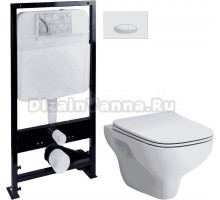 Комплект Система инсталляции для унитазов EWRIKA ProLT 0026-2020 + Унитаз подвесной STWORKI Берген HCBRG1700SC безободковый, с микролифтом + Кнопка смыва EWRIKA 0052 белая