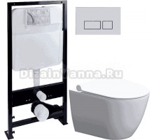 Комплект Унитаз подвесной STWORKI Нюборг HCNBG1700SC безободковый, с микролифтом + Система инсталляции для унитазов EWRIKA ProLT 0026-2020 + Кнопка смыва EWRIKA 0040 хром матовый