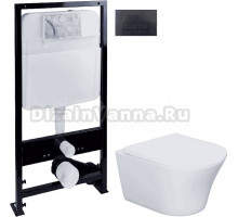 Комплект Система инсталляции для унитазов EWRIKA ProLT 0026-2020 + Унитаз подвесной STWORKI Вестерос HCVST1700SC безободковый, с микролифтом + Кнопка смыва EWRIKA 0044 черная матовая