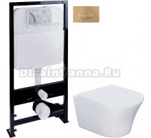 Комплект Система инсталляции для унитазов EWRIKA ProLT 0026-2020 + Унитаз подвесной STWORKI Вестерос HCVST1700SC безободковый, с микролифтом + Кнопка смыва EWRIKA 0053 золото матовое