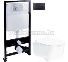 Комплект Система инсталляции для унитазов EWRIKA ProLT 0026-2020 + Унитаз подвесной STWORKI Ольборг HCOLB1700SC безободковый, с микролифтом + Кнопка смыва EWRIKA 0044 черная матовая
