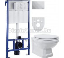 Комплект Система инсталляции для унитазов STWORKI 510163 + Унитаз подвесной STWORKI Драммен HDC609WH с микролифтом + Кнопка смыва STWORKI Хельсинки 500472 хром глянцевая