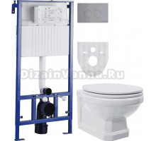 Комплект Система инсталляции для унитазов STWORKI 510163 + Унитаз подвесной STWORKI Драммен HDC609WH с микролифтом + Кнопка смыва STWORKI Хельсинки 500473 хром матовая