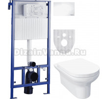 Комплект Система инсталляции для унитазов STWORKI 510163 + Унитаз подвесной STWORKI Хаммель HDC520WH с микролифтом + Кнопка смыва STWORKI Хельсинки 500470 белая