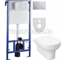 Комплект Система инсталляции для унитазов STWORKI 510163 + Унитаз подвесной STWORKI Хаммель HDC520WH с микролифтом + Кнопка смыва STWORKI Хельсинки 500472 хром глянцевая