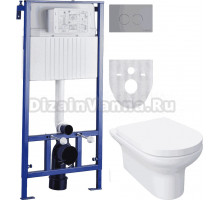 Комплект Система инсталляции для унитазов STWORKI 510163 + Унитаз подвесной STWORKI Хаммель HDC520WH с микролифтом + Кнопка смыва STWORKI Хельсинки 500473 хром матовая