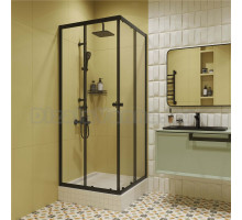 Душевой уголок DIWO Анапа 80х80, профиль черный матовый