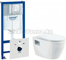 Комплект Унитаз подвесной BelBagno Loto BB070CHR/SC безободковый + Система инсталляции для унитазов Grohe Rapid SL 38775001H 4 в 1 с кнопкой смыва и шумоизоляцией