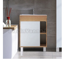 Тумба с раковиной VIANT Бостон 50 напольная, дуб вотан, белая