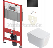 Комплект  Унитаз подвесной STWORKI Монтре SETK3204-2616 безободковый, с микролифтом + Система инсталляции для унитазов TECE Base K440407 с кнопкой смы