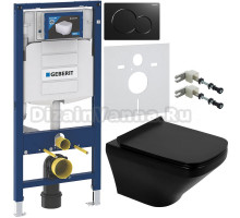 Комплект Унитаз подвесной BelBagno Sela BB3201CHR-MB матовая черная + Крышка BB3201SC-MB матовая черная + Крепления Geberit Duofix 111.815.00.1 к стене + Инсталляция UP 320 111.300.00.5 + Кнопка Sigma 01 115.770.DW.5 черная + Шумоизоляция