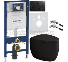 Комплект Унитаз подвесной BOCCHI Etna Etna черная матовая + Крышка Etna черная матовая, с микролифтом + Крепления Geberit Duofix 111.815.00.1 к стене + Инсталляция UP 320 111.300.00.5 + Кнопка Sigma 01 115.770.DW.5 черная + Шумоизоляция