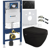 Комплект Унитаз подвесной BOCCHI Taormina Taormina черная матовая + Крышка A0302-004 с микролифтом, черная матовая + Крепления Geberit Duofix 111.815.00.1 к стене + Инсталляция UP 320 111.300.00.5 + Кнопка Sigma 01 115.770.DW.5 черная + Шумоизоляция