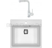 Комплект Мойка кухонная Ulgran U-104 -331 молочная + Смеситель Paulmark Kassel Ka214311-431TW белый