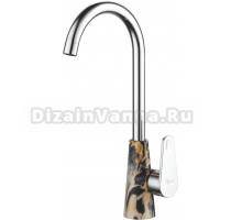 Смеситель для кухни Plstart PL4001-25 хром, чёрно-коричневый мрамор