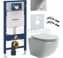 Комплект Унитаз подвесной Ceramicanova Forma CN3009 безободковый + Крепления Geberit Duofix 111.815.00.1 к стене + Шумоизоляция + Инсталляция UP 320 111.300.00.5 + Кнопка Sigma 01 115.770.21.5 хром