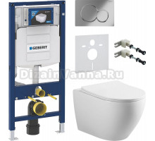Комплект Унитаз подвесной Vincea Esse + Крепления Geberit Duofix 111.815.00.1 к стене + Шумоизоляция + Инсталляция UP 320 111.300.00.5 + Кнопка Sigma 01 115.770.21.5 хром