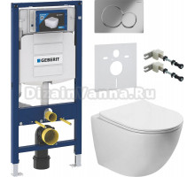 Комплект Унитаз подвесной Vincea Globo VT1-14S белый + Крепления Geberit Duofix 111.815.00.1 к стене + Шумоизоляция + Инсталляция UP 320 111.300.00.5 + Кнопка Sigma 01 115.770.21.5 хром