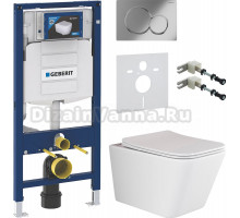 Комплект Унитаз подвесной Ceramicanova Metric Rimless CN3007 с микролифтом, безободковый + Крепления Geberit Duofix 111.815.00.1 к стене + Шумоизоляция + Инсталляция UP 320 111.300.00.5 + Кнопка Sigma 01 115.770.21.5 хром