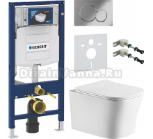 Комплект Унитаз подвесной Ceruttispa Marmolada Aria 7778 безободковый, с микролифтом + Крепления Geberit Duofix 111.815.00.1 к стене + Шумоизоляция + Инсталляция UP 320 111.300.00.5 + Кнопка Sigma 01 115.770.21.5 хром