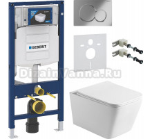 Комплект Унитаз подвесной Vincea Q-Line VT1-12 белый + Крепления Geberit Duofix 111.815.00.1 к стене + Шумоизоляция + Инсталляция UP 320 111.300.00.5 + Кнопка Sigma 01 115.770.21.5 хром