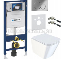 Комплект Унитаз подвесной IDDIS Bild BILRDSEi25 безободковый, с микролифтом + Крепления Geberit Duofix 111.815.00.1 к стене + Шумоизоляция + Инсталляция UP 320 111.300.00.5 + Кнопка Sigma 01 115.770.21.5 хром